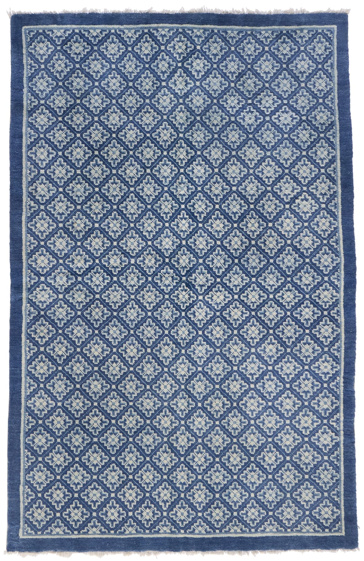 ANTIQUE CHINESE PAO TAO LIGHT BLUE BROCADE 4' 2'' x 6' 2''