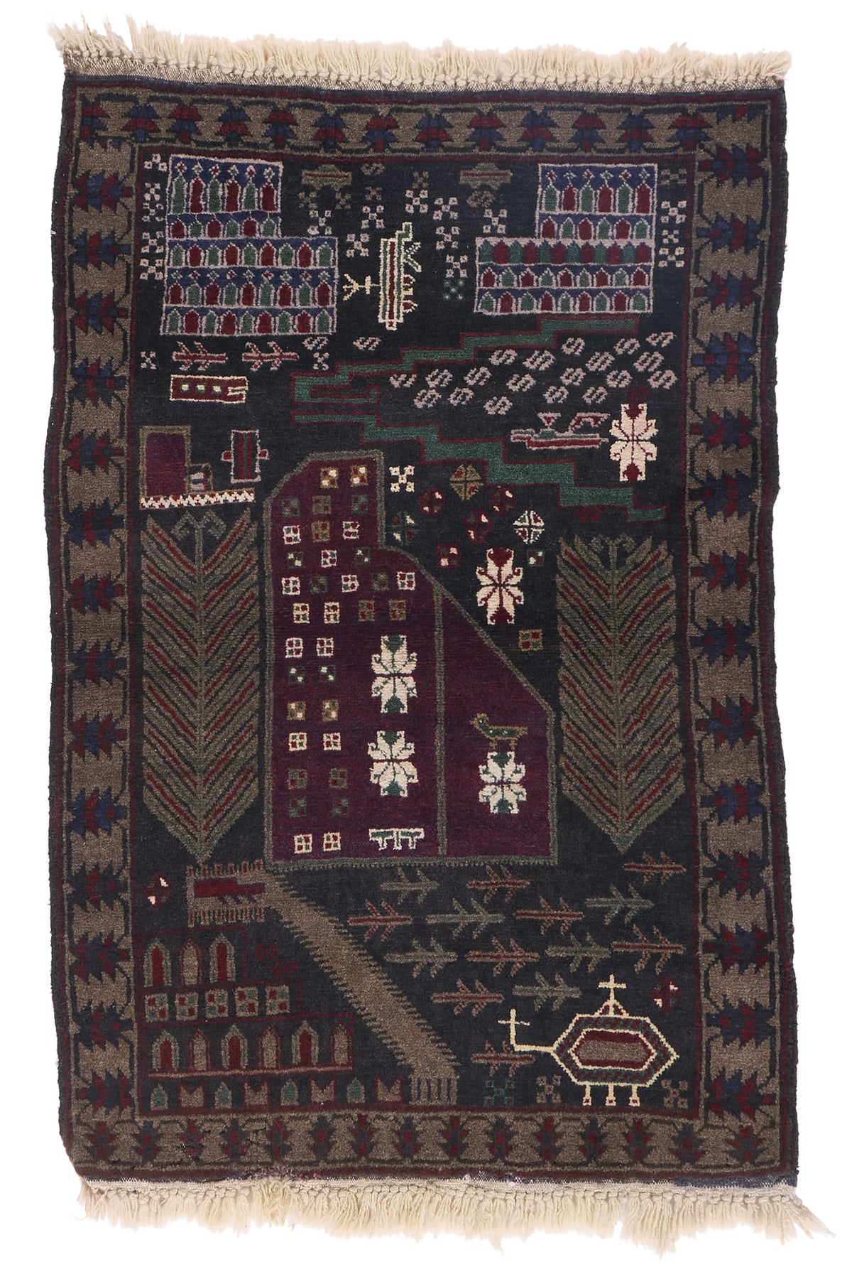 ANTIQUE AFGHANI WAR RUG 2' 9" x 4' 7"