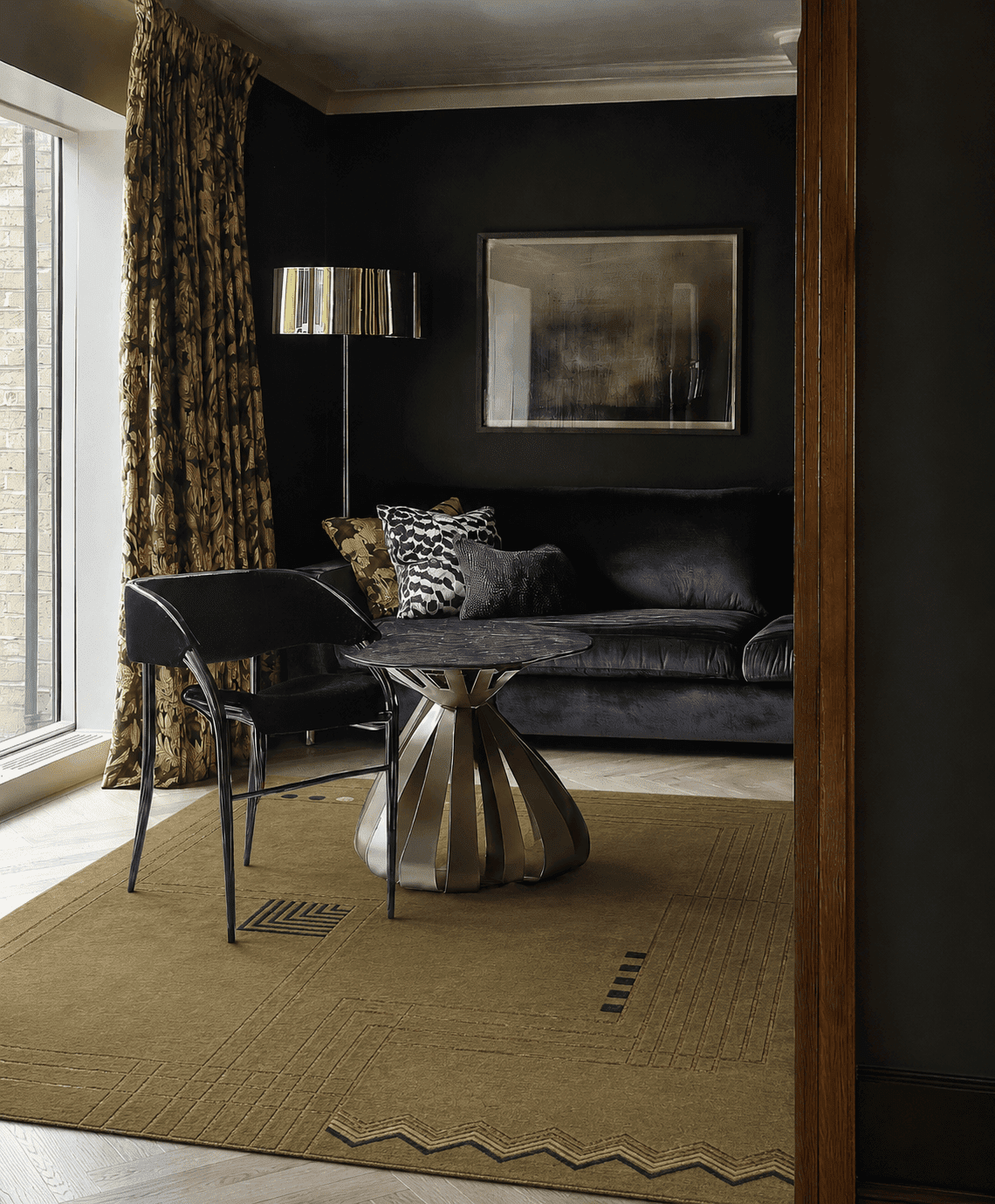 ELVIS MOSS installation in a Modern minimalist living room interior