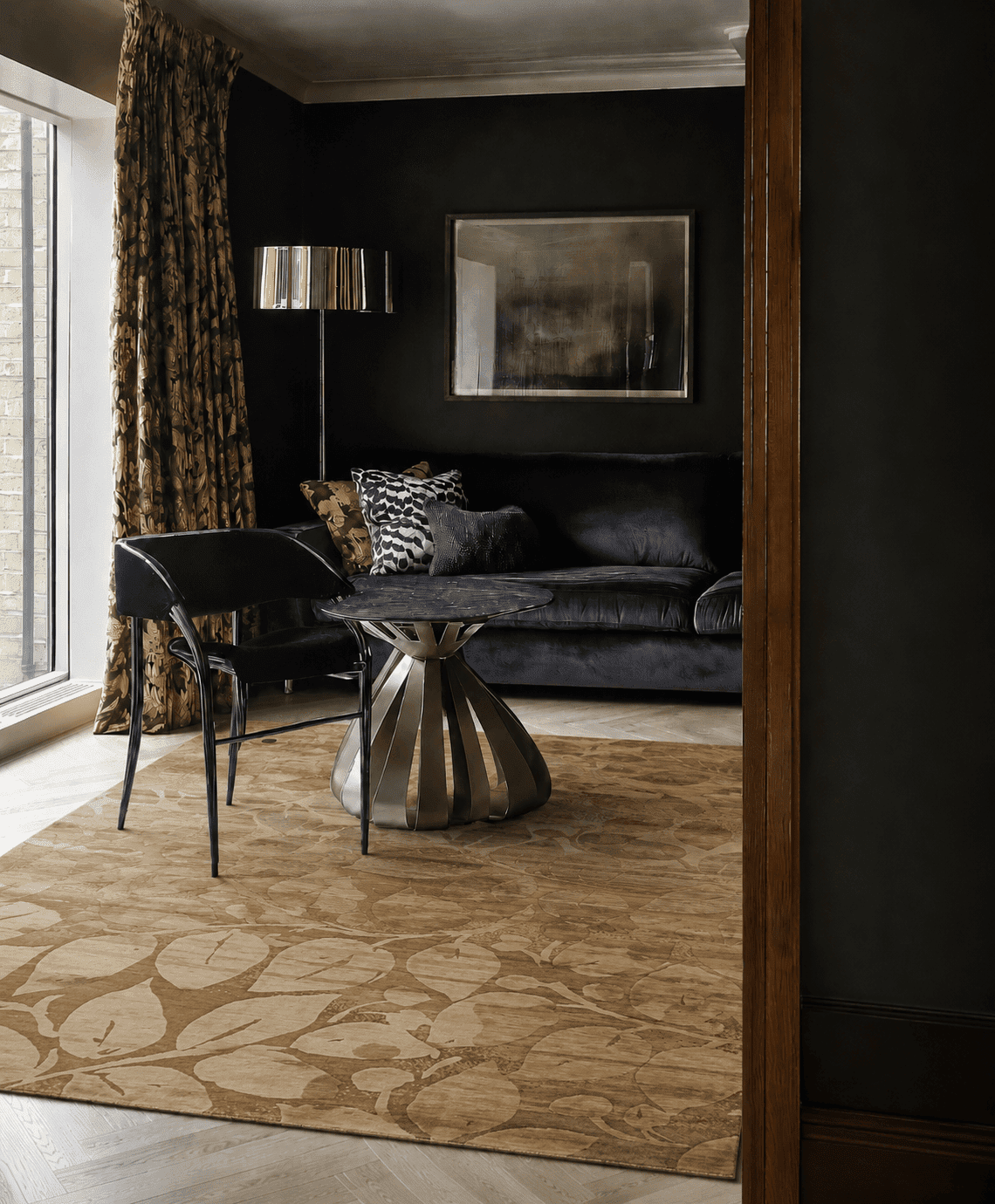 HEDGEROW UMBER installation in a modern sitting room
