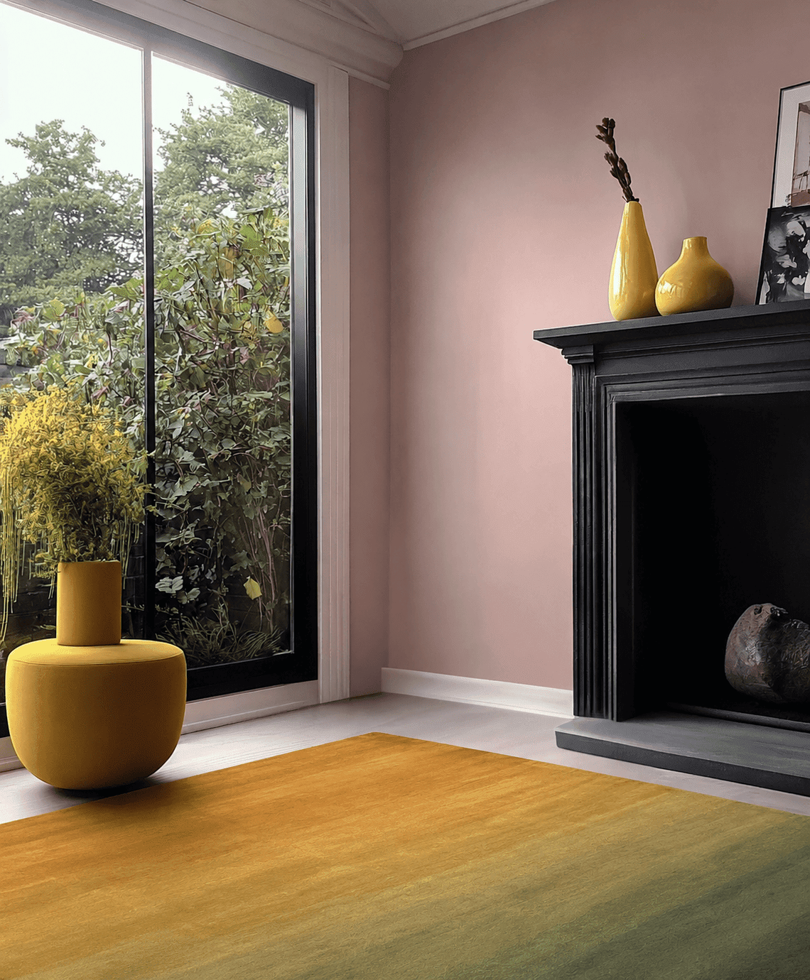 TWILIGHT VIII GOLDEN SAGE installation in a serene minimalist living room design