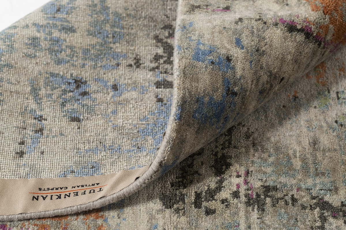 detail image of City Lights II Charcoal hand knotted area rug design by Tufenkian