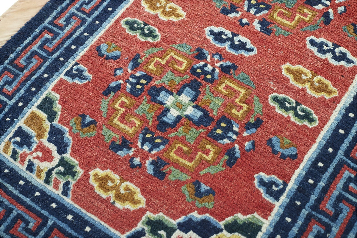 ANTIQUE TIBETAN KHADEN 2' 8" x 4' 10" 19th C Rug Detail 1