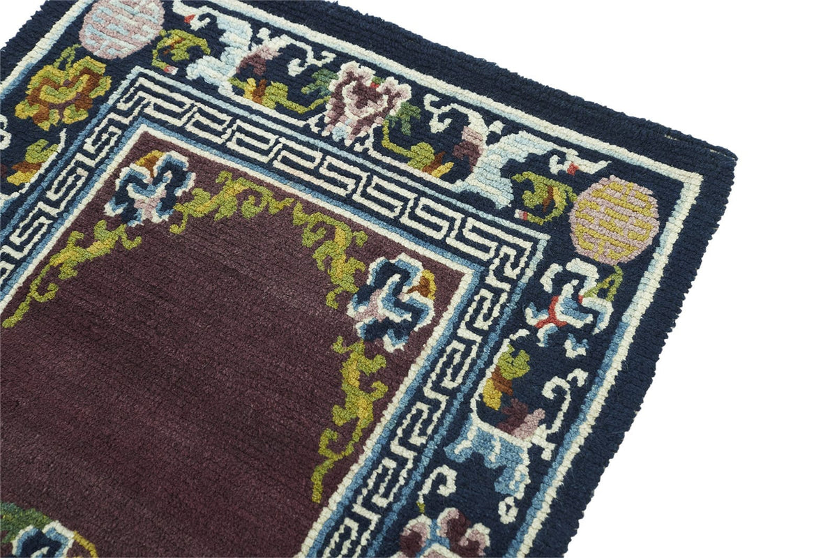 ANTIQUE TIBETAN KHADEN 2' 5" x 4' 11" Late 19th C Rug Detail 3