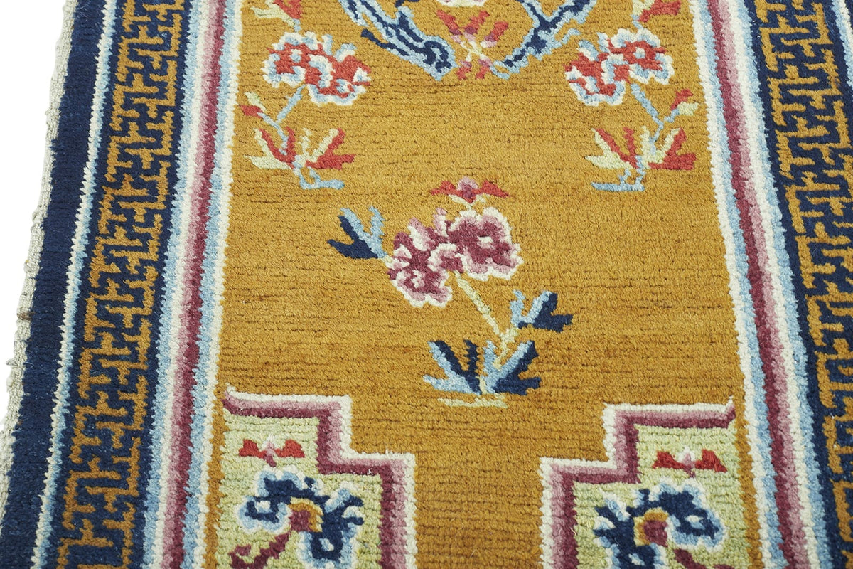 ANTIQUE TIBETAN KHADEN 2' 3" x 4' 4" Late 19th C Rug Detail 3