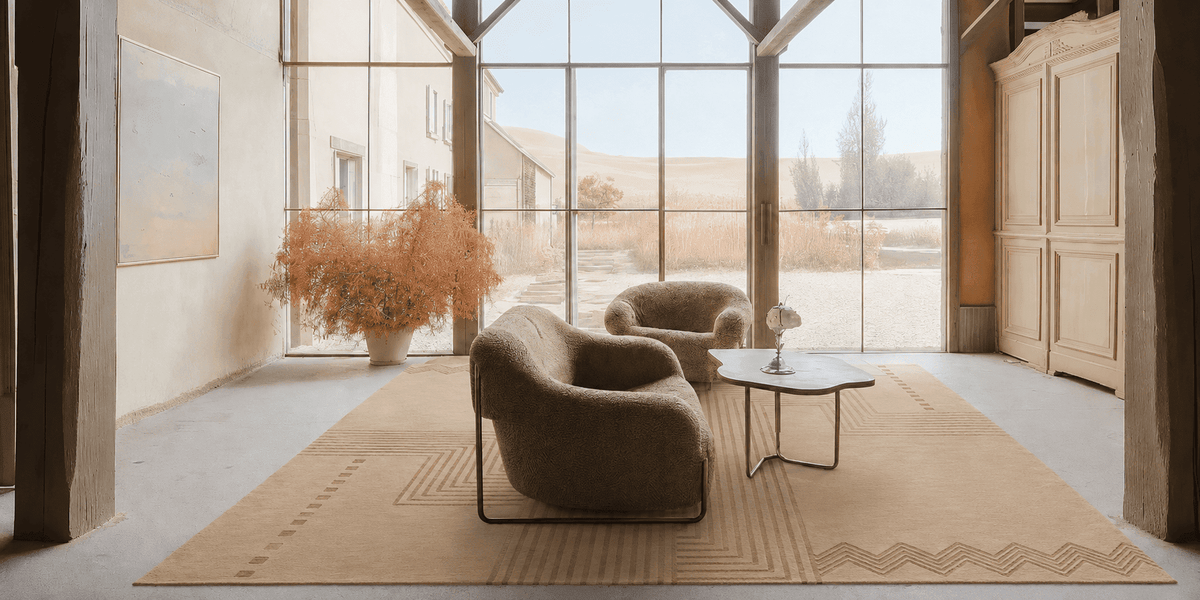 DORIS ANTIQUE GOLD installation image in a serene minimalist living room design