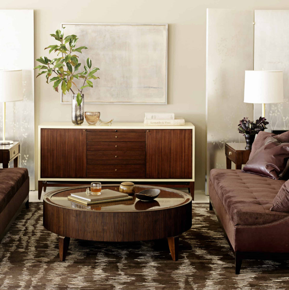 A brown living room.