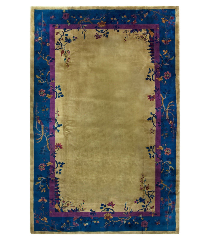 ANTIQUE CHINESE MANDARIN, TAUPE FIELD 10' 1'' x 15' 6''