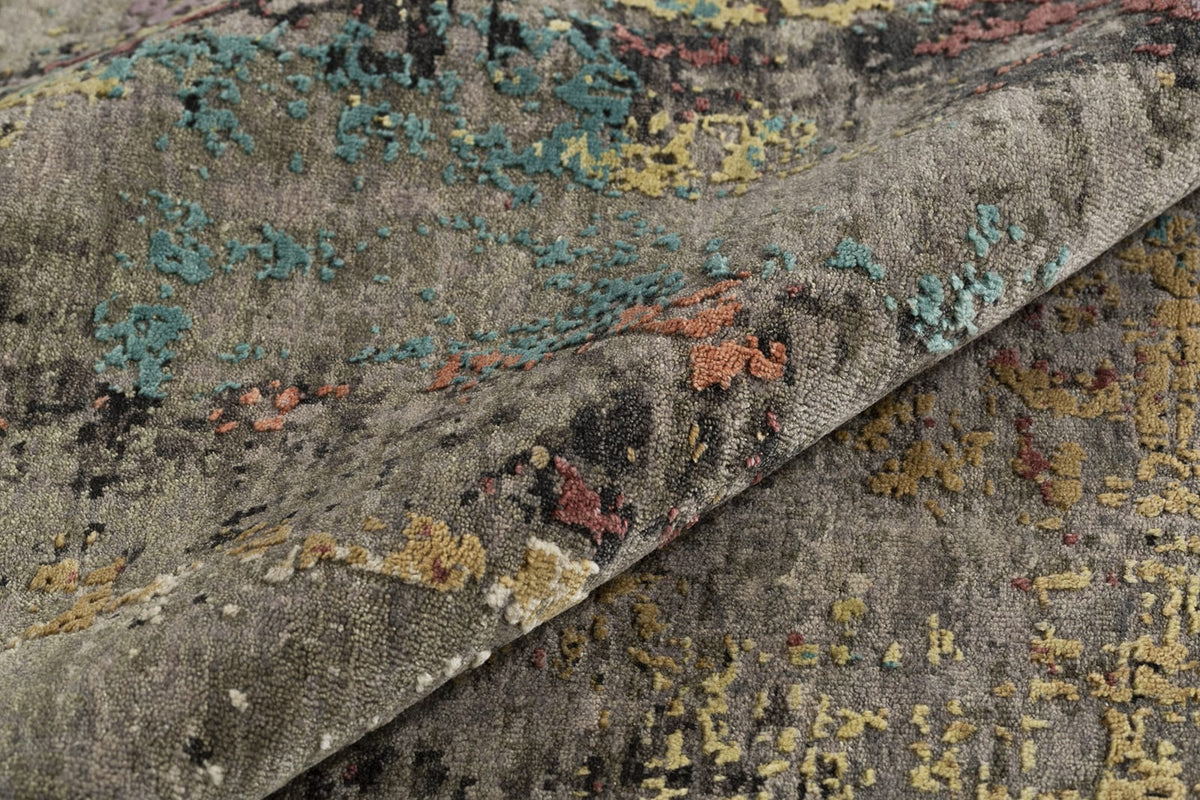 detail image of City Lights IV Black hand knotted area rug design by Tufenkian