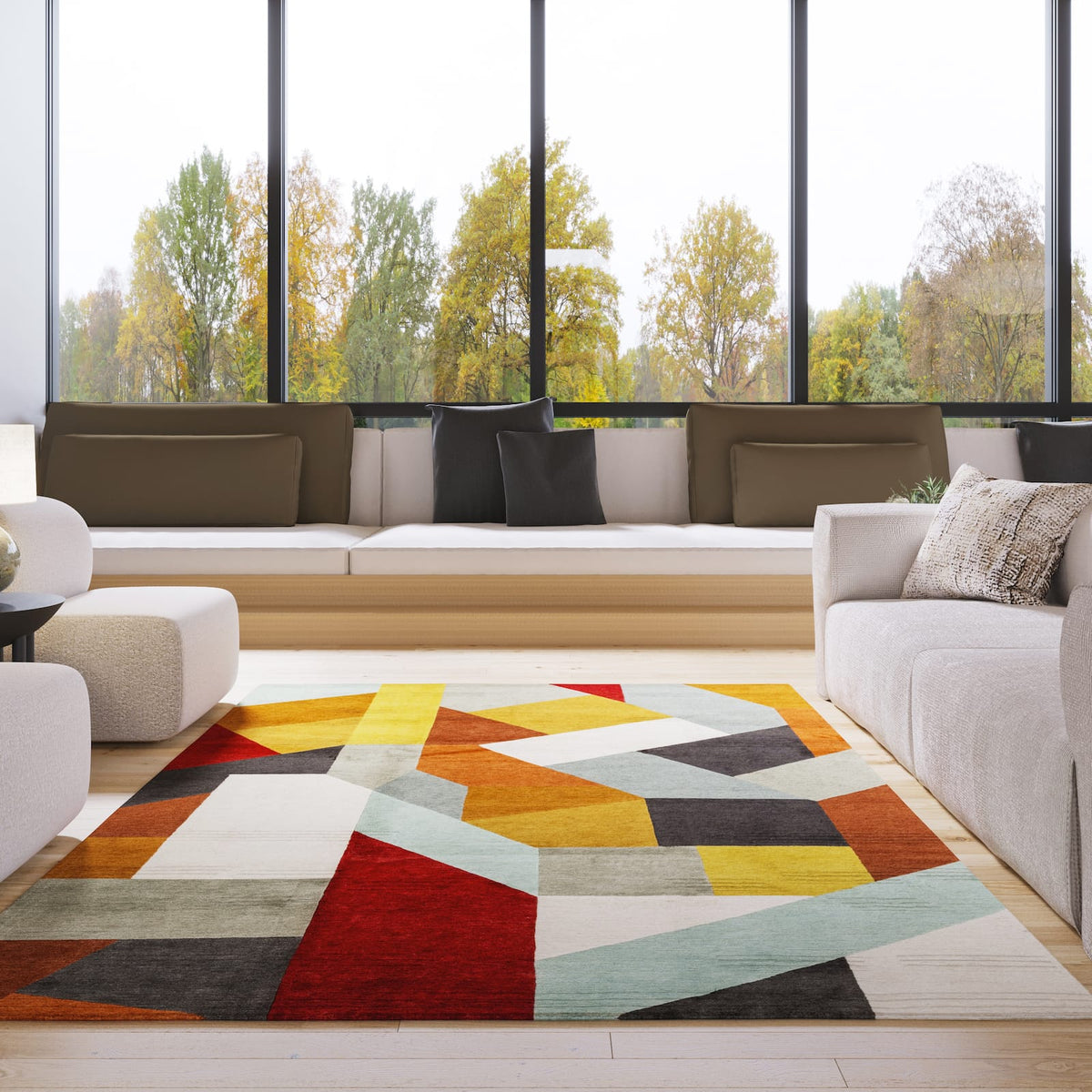 Kaleidoscope Red installation in a contemporary home room-image